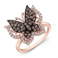 thumbnail image 1 of Natural Brown Diamond Butterfly Ring in 14k Rose Gold Finish - Birthday Gift For Her, 1 of 1
