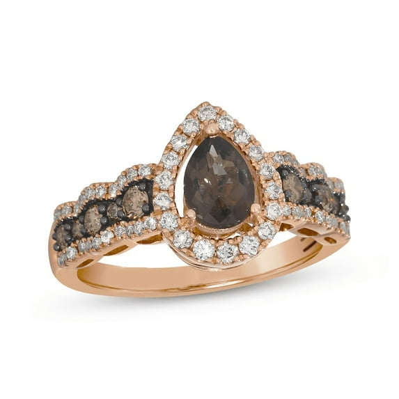 Natural Brown Diamond Ring in 14k rose Gold Finish - Wedding band ring - Gift For Wife