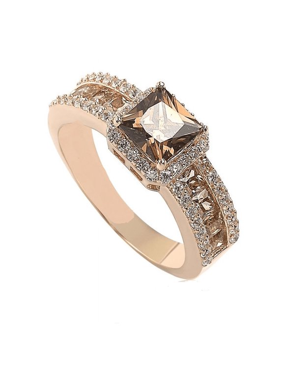 Natural Brown Diamond Ring in 925 Sterling Silver - Anniversary Gift For Her