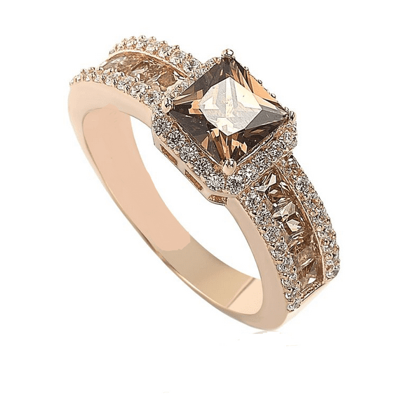 Natural Brown Diamond Ring in 925 Sterling Silver - Anniversary Gift For Her