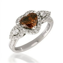 Natural Brown Diamond Three Stone Ring in 925 Sterling Silver - Anniversary Gift