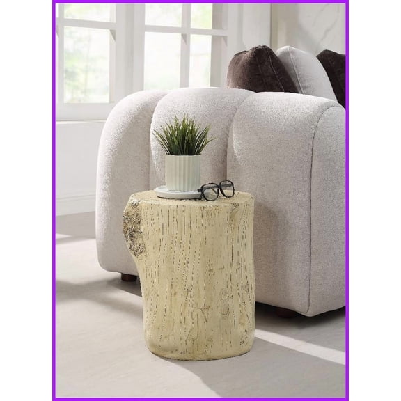 Natural Brown Faux Concrete Coffee Table - Modern Warm Accent Piece for Living Room, Durable & Stylish