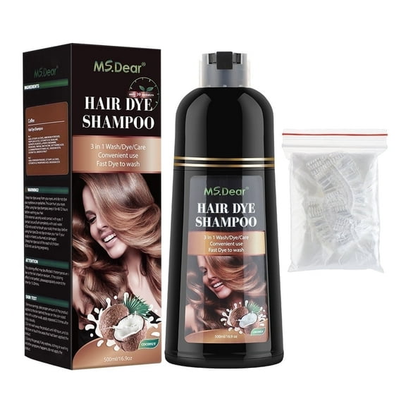 Natural Brown Hair Color Shampoo 500ml, Herbal Hair Dye Shampoo 3 in 1 for Women Men, Light Brown Hair Color Shampoo for Gray Hair Coverage for All Hair Types(Coffee)