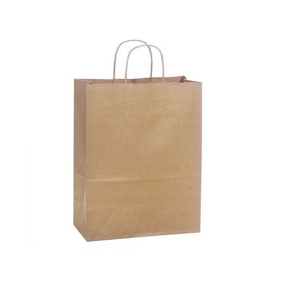 Natural Brown Kraft Shopping Bags Carrier 10x5x13", 25 Pack