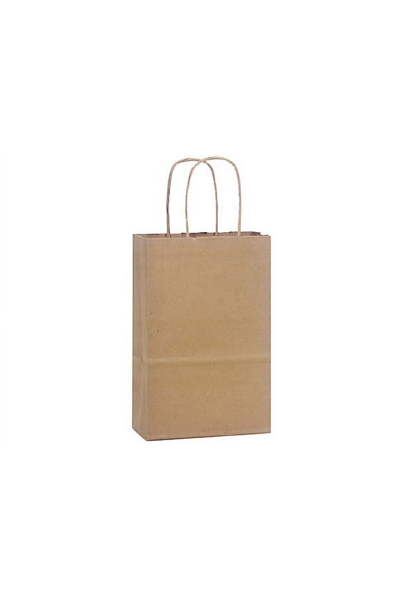 Natural Brown Kraft Shopping Bags Rose 5.5x3.25x8.375", 25 Pack