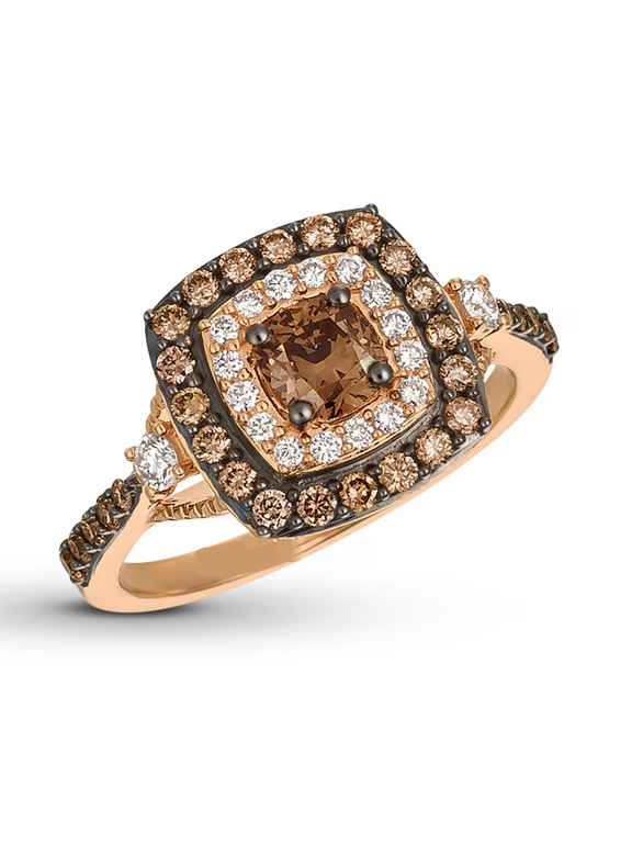 Natural Brown Smoky Quartz Ring in 14k Rose Gold finish - Engagement proposal ring