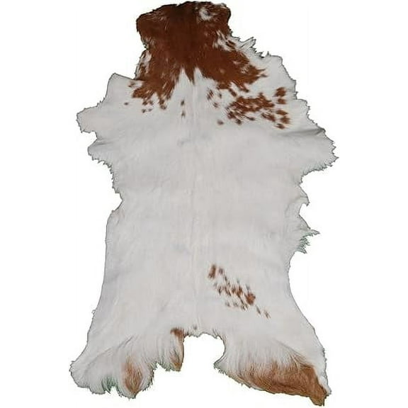 Natural Brown and White Goat Hide Rug | Premium Hair-On Leather Goat Skin for Sophisticated Interiors