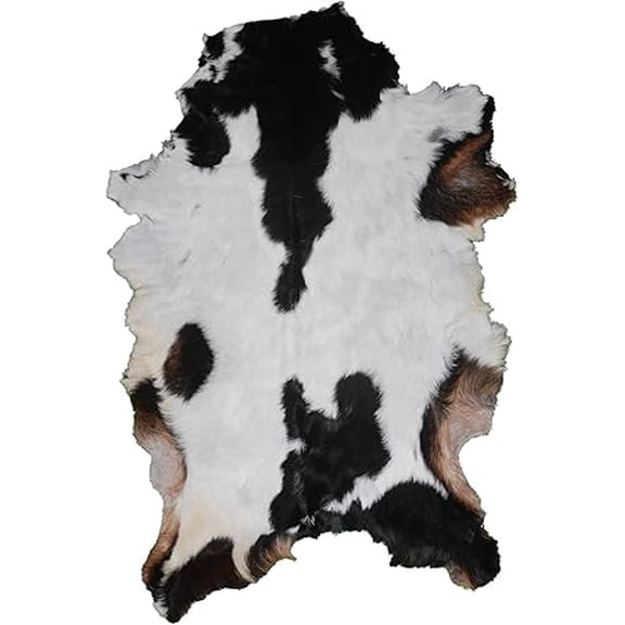 Natural Brown and White Goat Hide Rug | Premium Hair-On Leather for Elegant Living Spaces