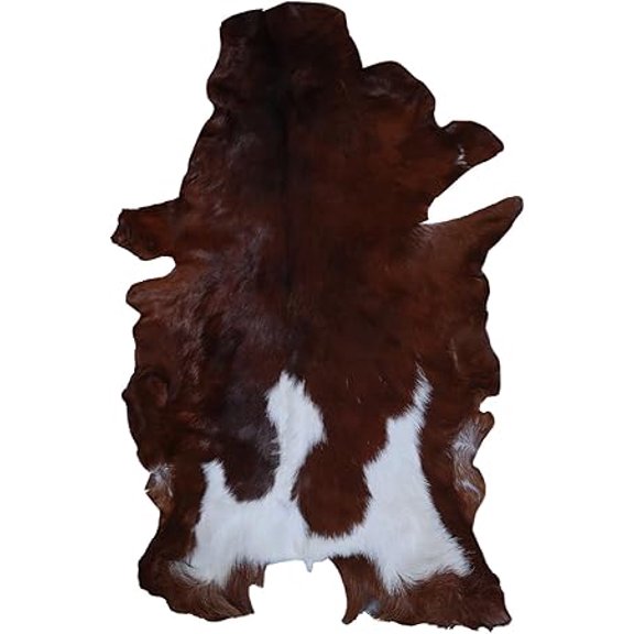 Natural Brown and White Goat Hide Rug | Premium Hair-On Leather for Elegant Living Spaces