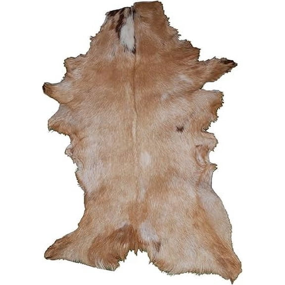 Natural Brown and White Goat Skin Rug | Luxurious Hair-On Leather for Stylish Living Spaces