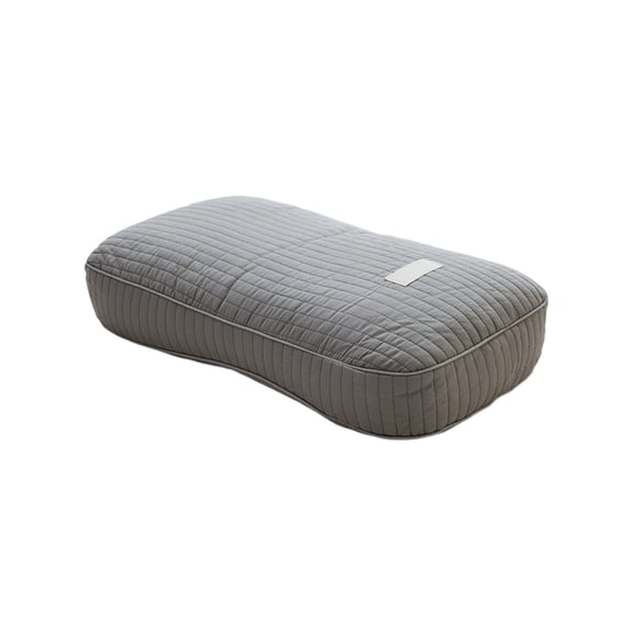 Natural Buckwheat Shell Pillows for Bedding, Firm Support with Airflow Design, Quilted Cotton Cover, Neck Cradling Ergonomic Shape, for Side Back Stomach Sleepers, Home Use, 10x19 inch Gray