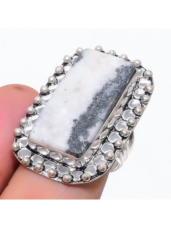 Natural Buffalo Jasper Gemstone 925 Sterling Silver Jewelry Ring Size 7