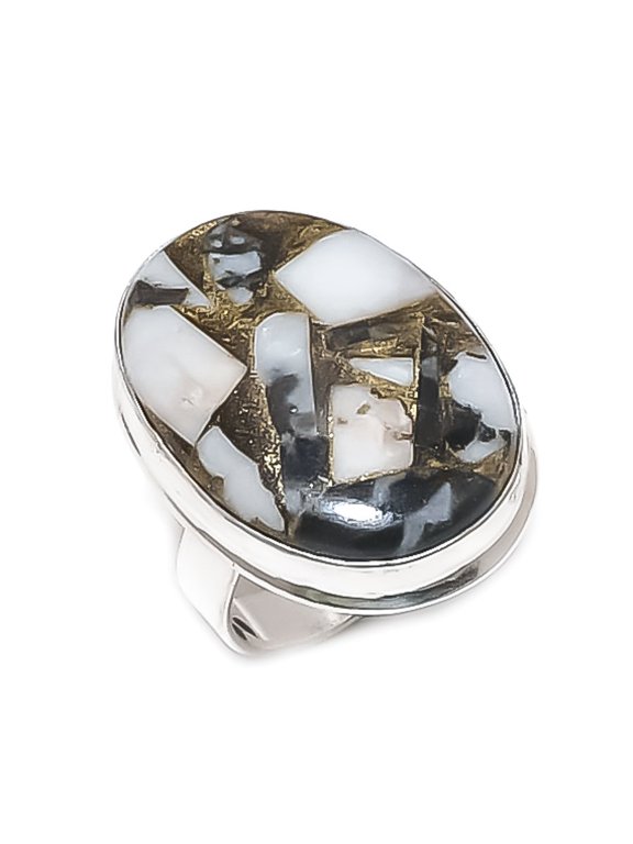 Natural Buffalo Jasper Gemstone 925 Sterling Silver Jewelry Ring Size 8