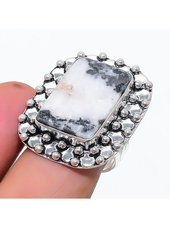 Natural Buffalo Jasper Gemstone 925 Sterling Silver Jewelry Ring Size 8
