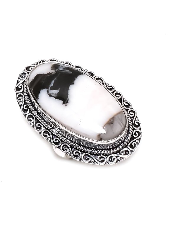 Natural Buffalo Jasper Gemstone 925 Sterling Silver Jewelry Ring Size 9.5