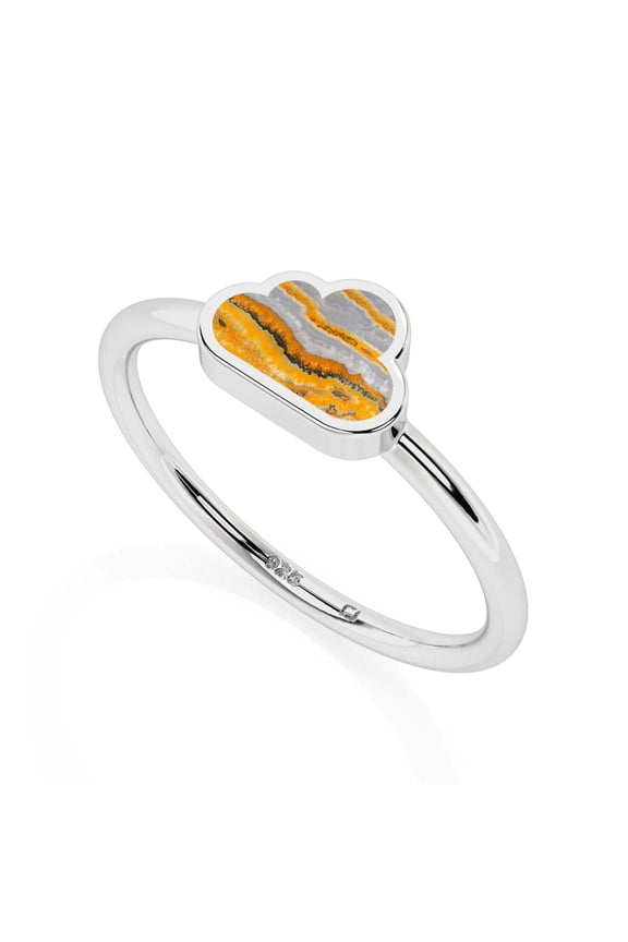 Natural Bumble Bee Cloud Shape Rings in Sterling Silver for Women, June Birthstone Jewelry for Her Birthday, Wedding Anniversary, Christmas, Mothers Day