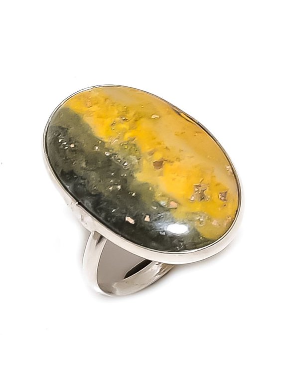 Natural Bumble Bee Jasper 925 Sterling Silver Jewelry Ring Size 7.5