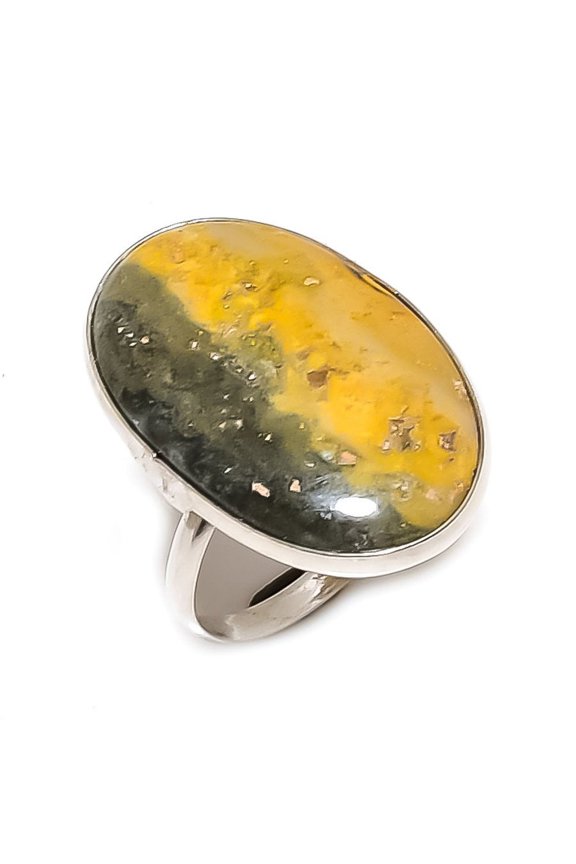 Natural Bumble Bee Jasper 925 Sterling Silver Jewelry Ring Size 7.5