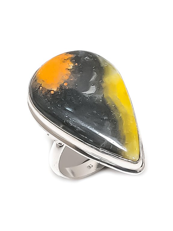 Natural Bumble Bee Jasper 925 Sterling Silver Jewelry Ring Size 7.5