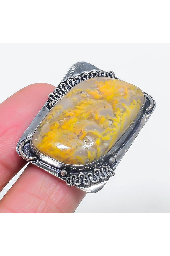 Natural Bumble Bee Jasper 925 Sterling Silver Jewelry Ring Size 8.5