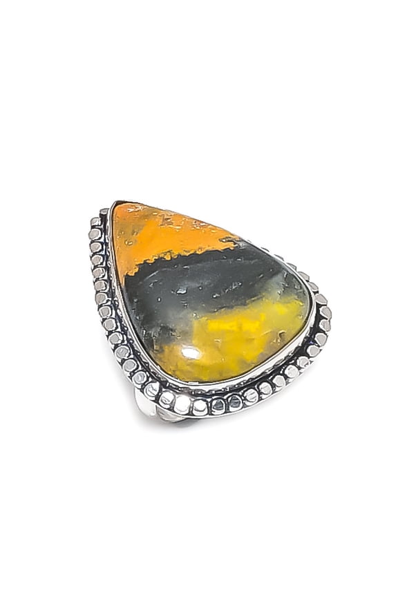 Natural Bumble Bee Jasper 925 Sterling Silver Jewelry Ring Size 9.5