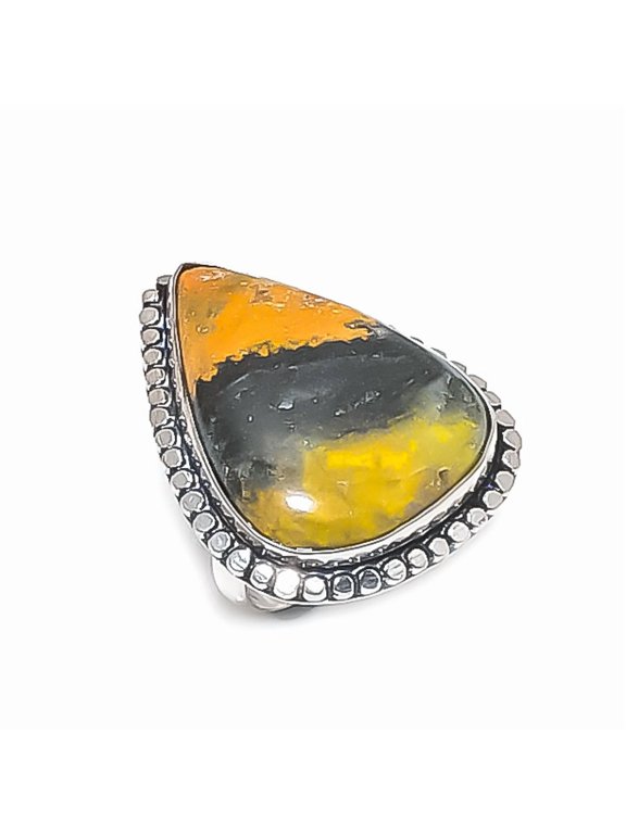 Natural Bumble Bee Jasper 925 Sterling Silver Jewelry Ring Size 9.5