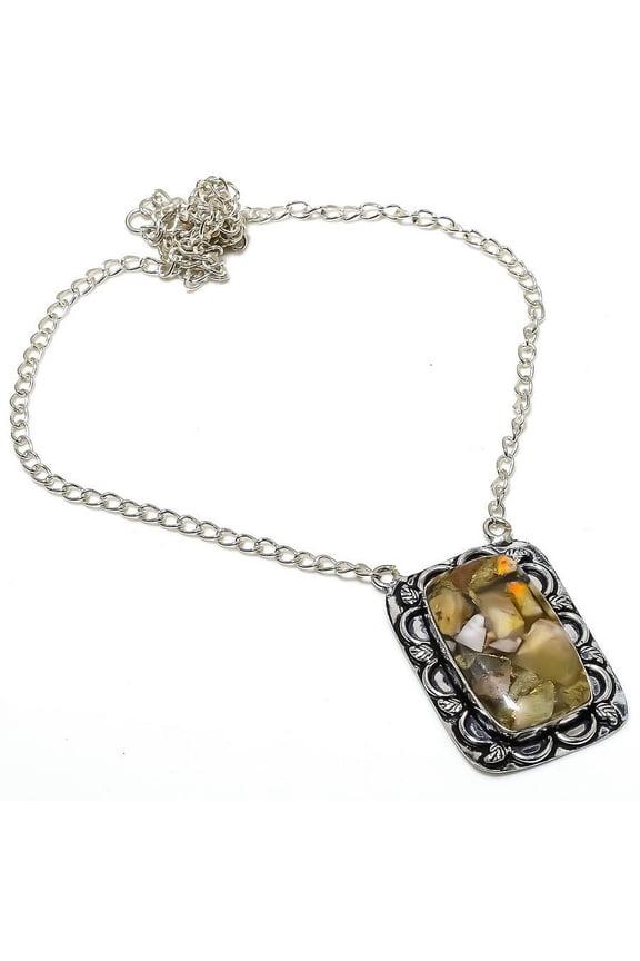 Natural Bumble Bee Jasper Gemstone 925 Sterling Silver Gift Necklace 18"