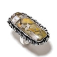 thumbnail image 1 of Natural Bumble Bee Jasper Gemstone 925 Sterling Silver Gift Ring Size 10, 1 of 2