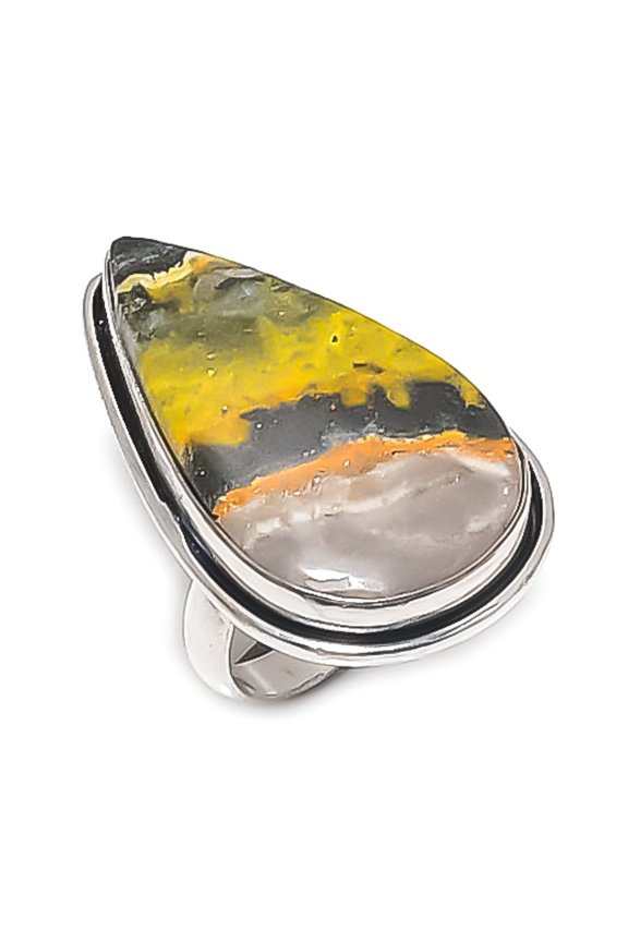 Natural Bumble Bee Jasper Gemstone 925 Sterling Silver Jewelry Ring Size 7