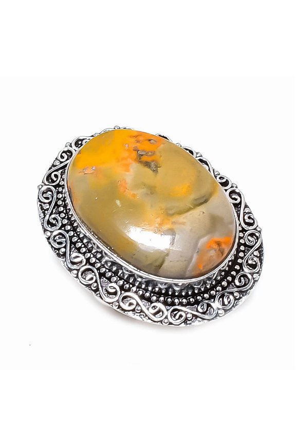 Natural Bumble Bee Jasper Gemstone 925 Sterling Silver Jewelry Ring Size 9