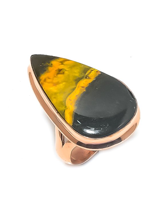 Natural Bumble Bee Jasper Gemstone Handmade Copper Jewelry Ring Size 7
