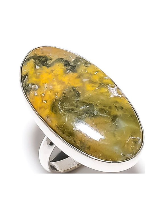 Natural Bumblebee Jasper Gemstone 925 Sterling Silver Gift Ring Size 11