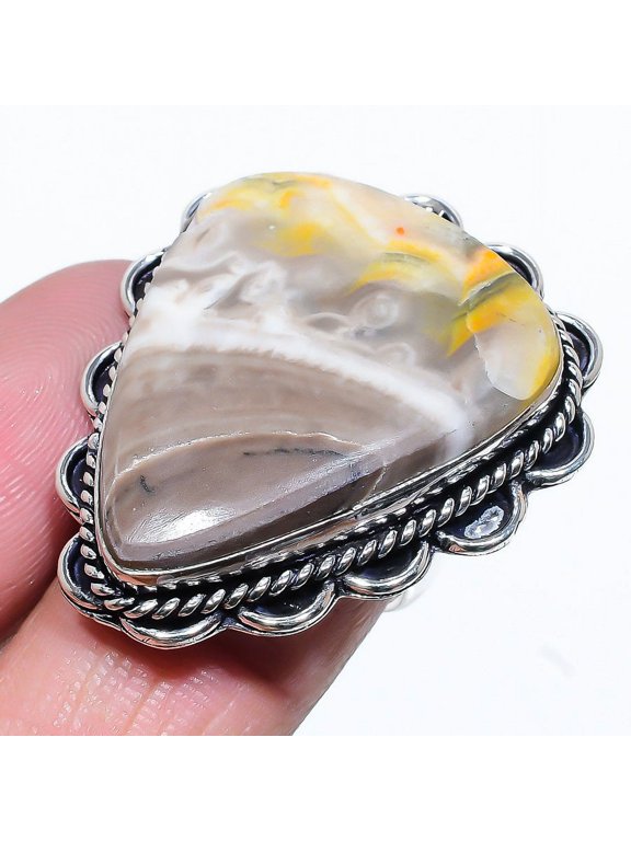 Natural Bumblebee Jasper Gemstone 925 Sterling Silver Gift Ring Size 8