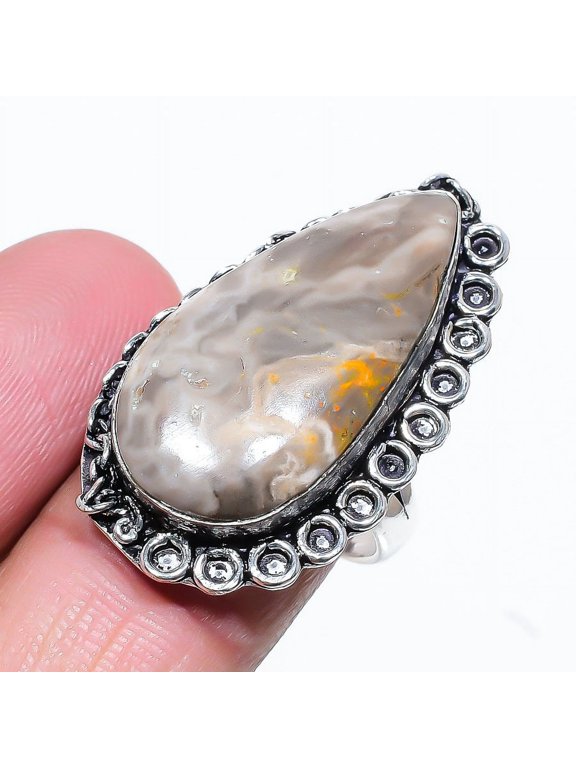 Natural Bumblebee Jasper Gemstone 925 Sterling Silver Gift Ring Size 8