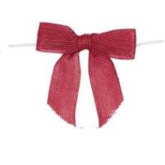 Burlap Fabrics Natural Burlap Bows Pretied Red - 12 Pack Rustic Pre Tied Bows for Gifts and Decor
