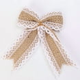 thumbnail image 1 of Natural Burlap Lace Bows 4.3 Inch Rustic Burlap Bows for Christmas Tree Decorations Vintage White Lace Wedding Bows Jute Wreath Bows Gift Bows for Crafts Baby Shower Diaper Cake - 12 Counts, 1 of 5