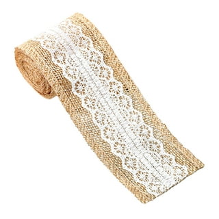 Burlap Ribbon with White Lace, 2.95 Yards 15cm Wide Natural Jute Burlap  Ribbon Lace Ribbons for Crafts, Wedding Party and Gift Packaging