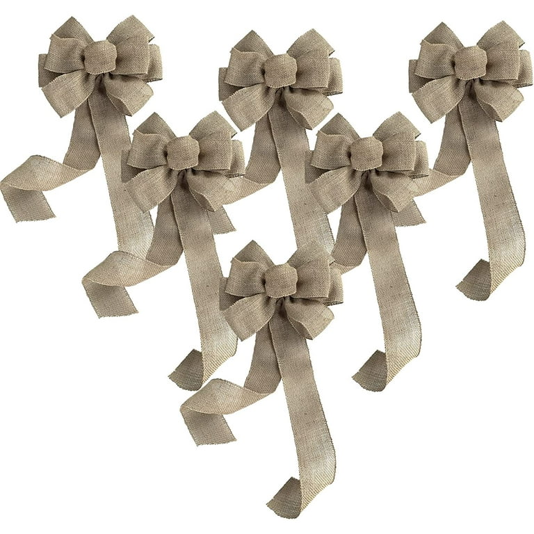Handmade Mini Burlap Bows for DIY Crafts, Wreaths, Wedding Decor (12 Pack)
