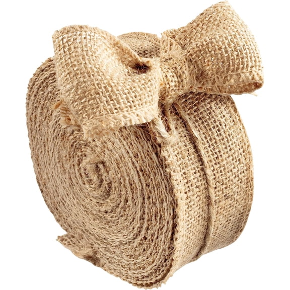 Natural Burlap Ribbons (2" Wide, 10 Yards)-No Wire, 100% Jute-DIY Art & Craft & Projects, Gift Wrapping, Bows, Indoor Outdoor Rustic Wedding Decoration, Gift Basket