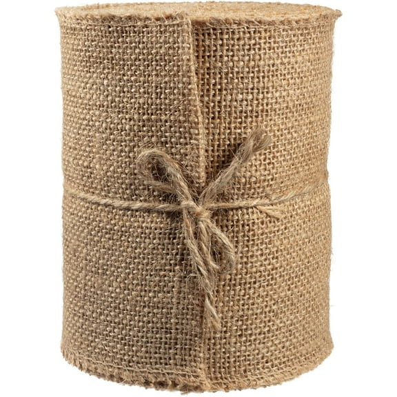 Natural Burlap Ribbons (6" Wide, 10 Yards)-No Wire, 100% Jute-DIY Art & Craft & Projects, Gift Wrapping, Bows, Indoor Outdoor Rustic Wedding Decoration, Holiday Christmas Tree Trimming, Gift Basket
