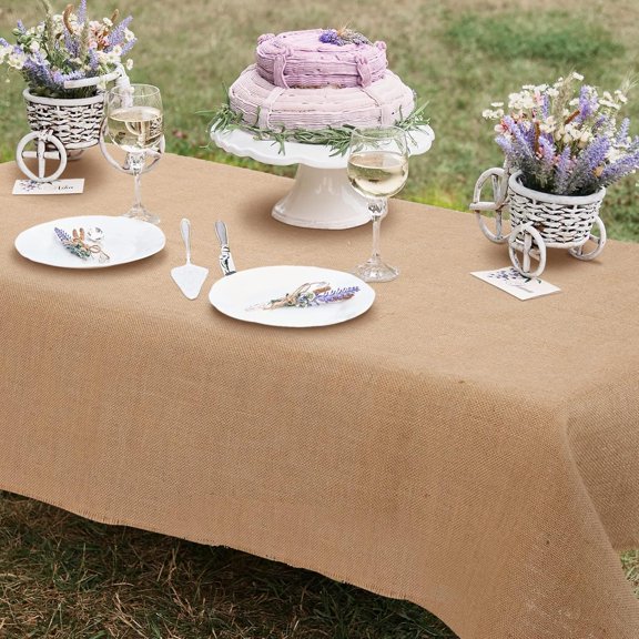 Natural Burlap Tablecloth Farmhouse Rustic Wedding Rectangle Burlap Table Cover Jute Tablecloth for Wedding Party Reception Bridal Shower Outdoor Picnic Camping(1 Pcs,54 x 80 Inch)