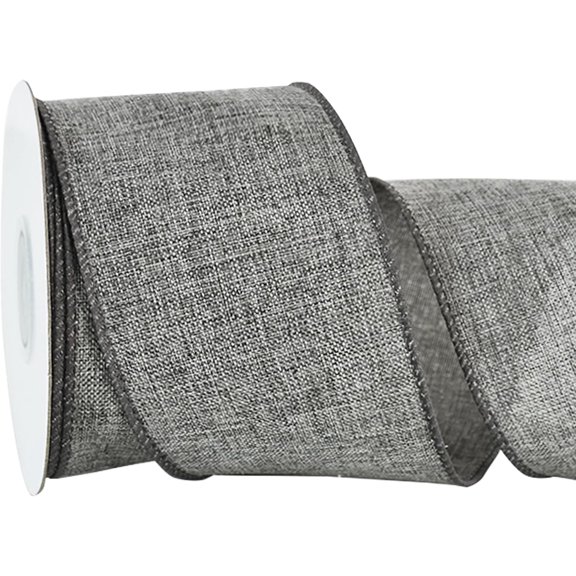 Natural Burlap Wired Ribbon, 2.5 Inch 10 Yards Gray Fabric Ribbon for Craft, Wreath Bow, Gift Wrapping, Wedding, Christmas Party Decoration gray -