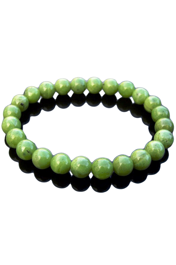 Natural Burmese Green Jade 8mm Round Shape Smooth Cut Beads Stretchable Bracelet for Men & Women.