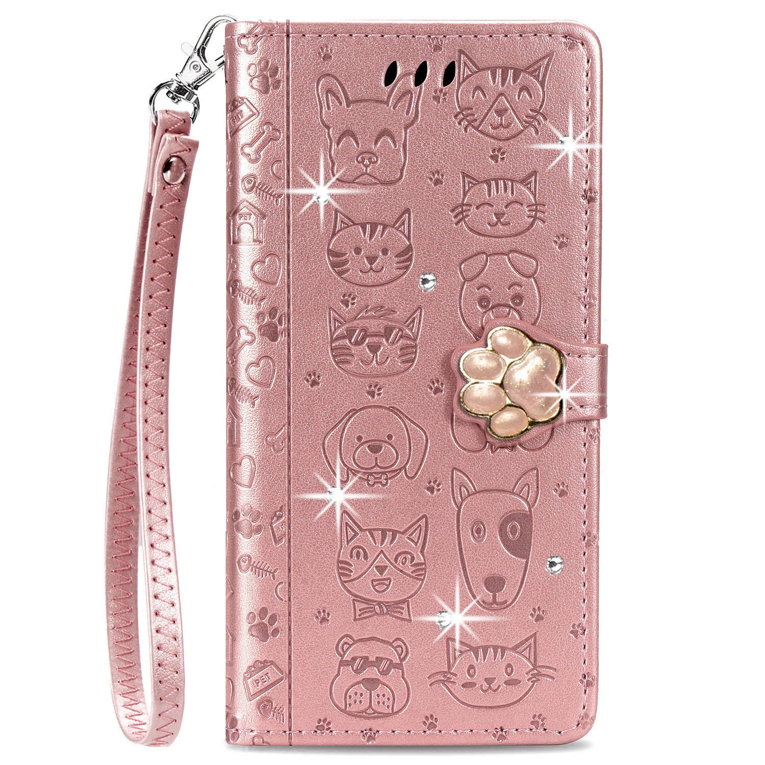 Case for VIVO S16 Pro Wallet case, cute cat and dog cartoon style, with card slot holder, PU