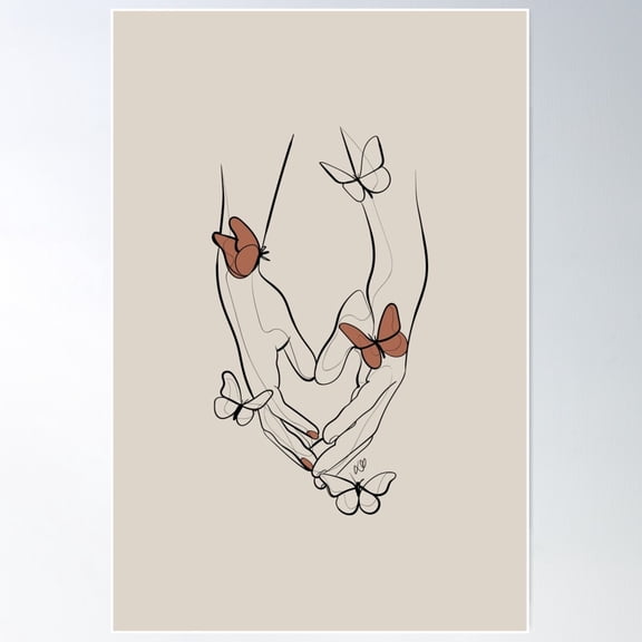 Natural Butterfly Hands Poster Wall Art, Modern Wall Decor For Living Room Bedroom, 8x12 UNFRAMED