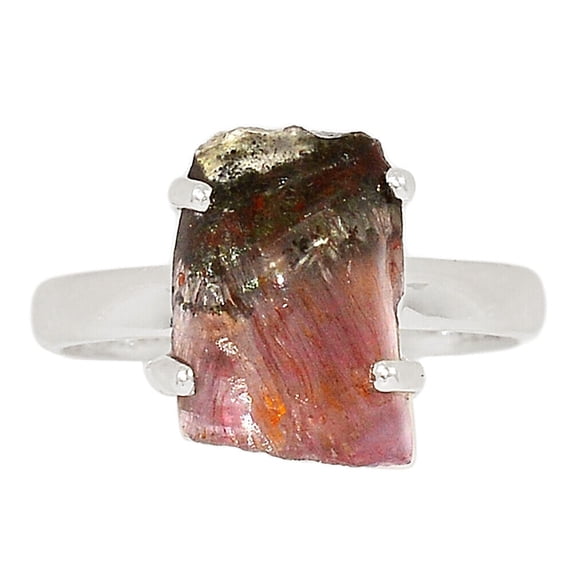 Natural Cacoxenite Slice 925 Sterling Silver Ring Jewelry s.7 ALLR-25207