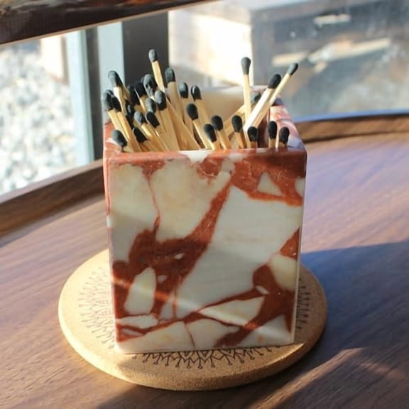 Natural Calacatta Viola Marble Toothbrush Holders for Bathroom, Marble Makeup Brush Holder Countertop Organizer