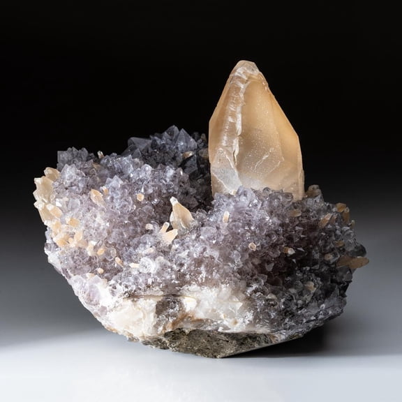 Natural Calcite Crystal on Amethyst Cluster (12.4 lbs)