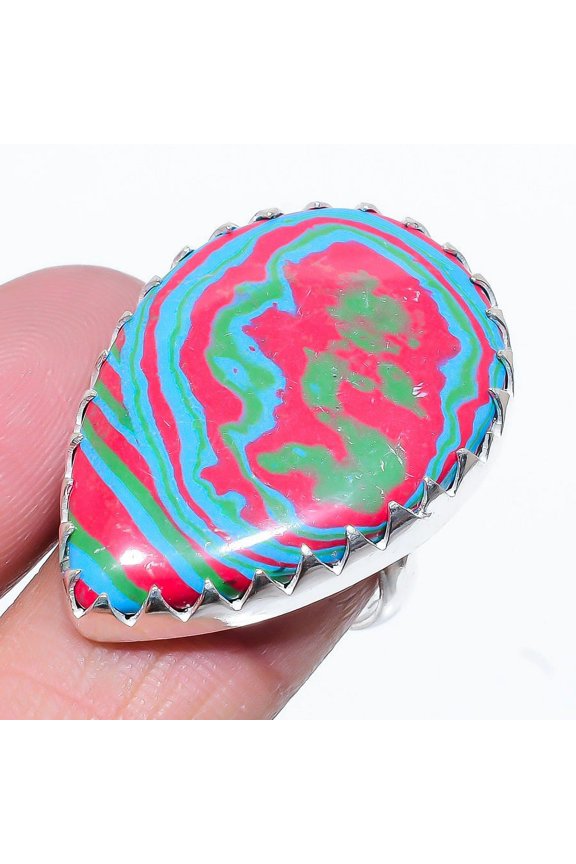 Natural Calsilica Gemstone Handmade 925 Sterling Silver Gift Ring Size 8