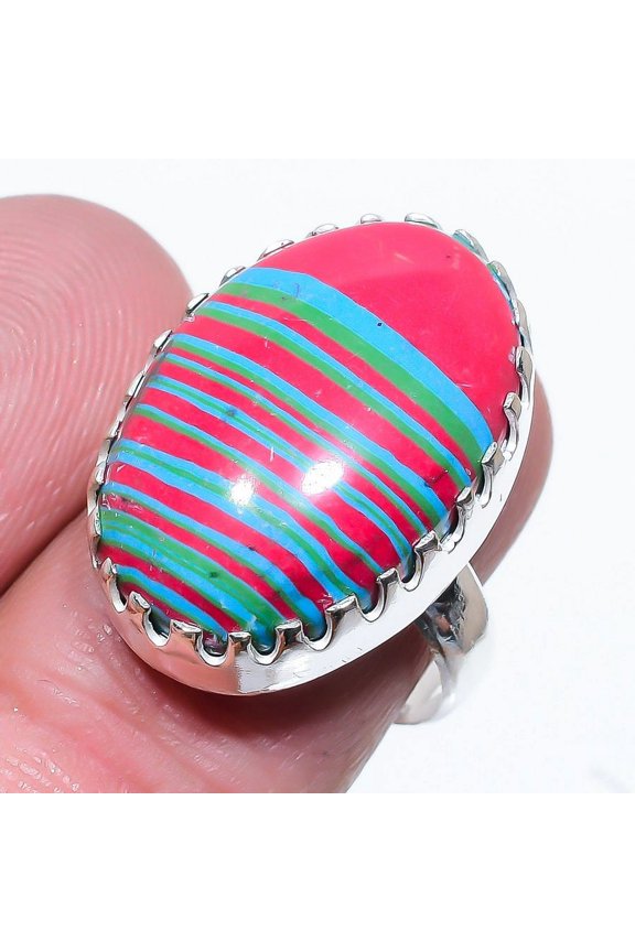 Natural Calsilica Gemstone Handmade 925 Sterling Silver Ring Size 10